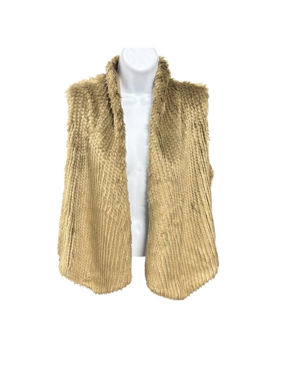 Express Faux Fur Vest‎ Sleeveless Jacket Beige Brown Small Casual Layering